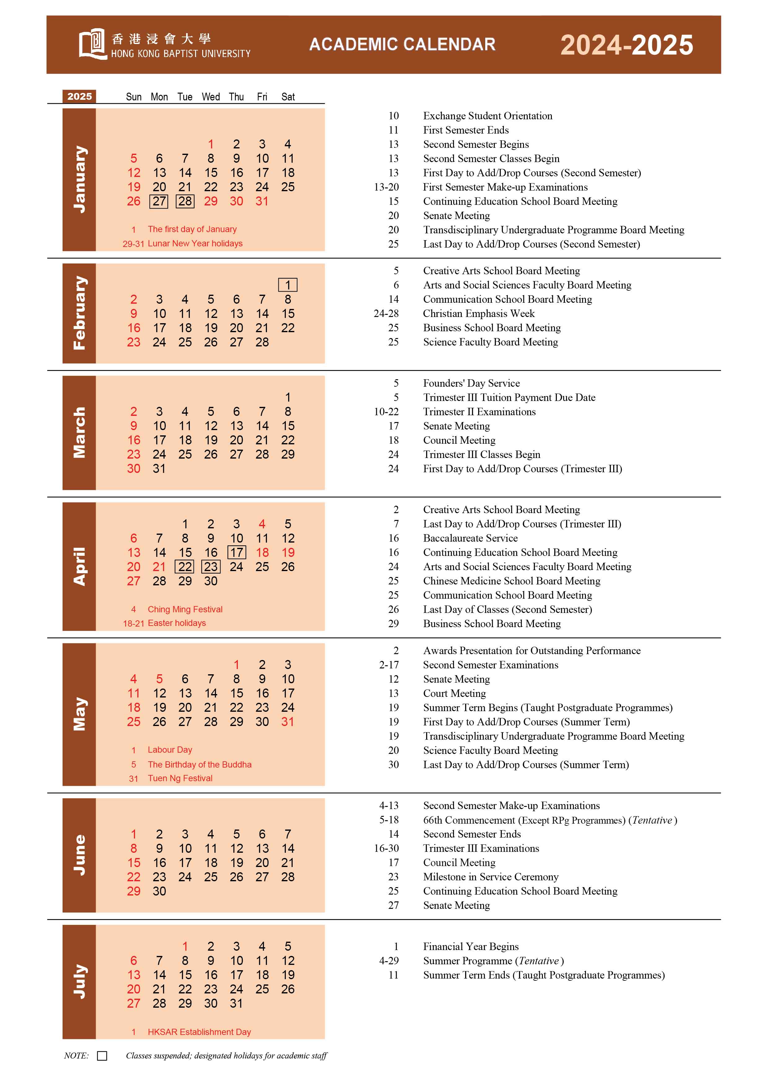 Academic Calendar 2