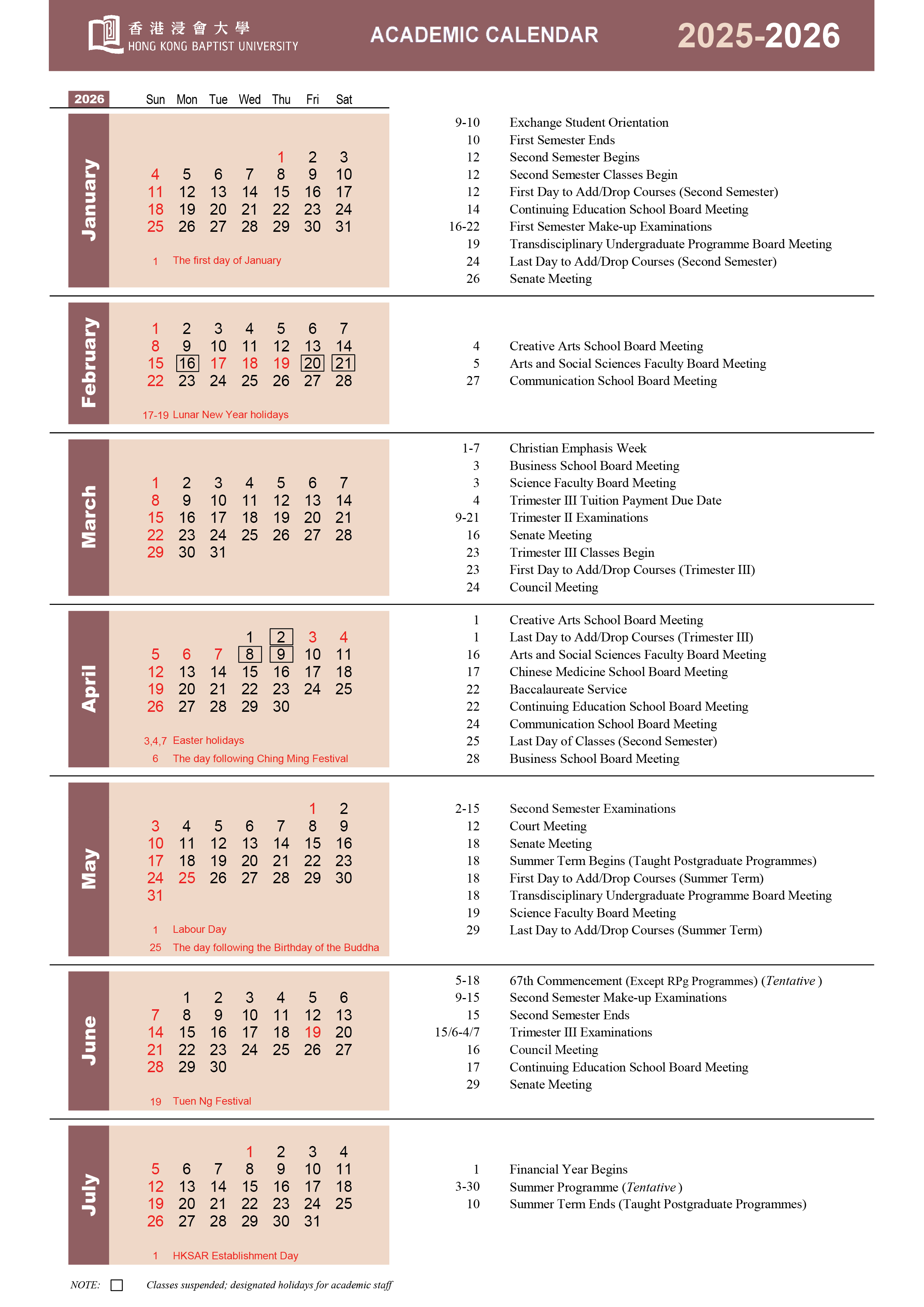 Academic Calendar 2025