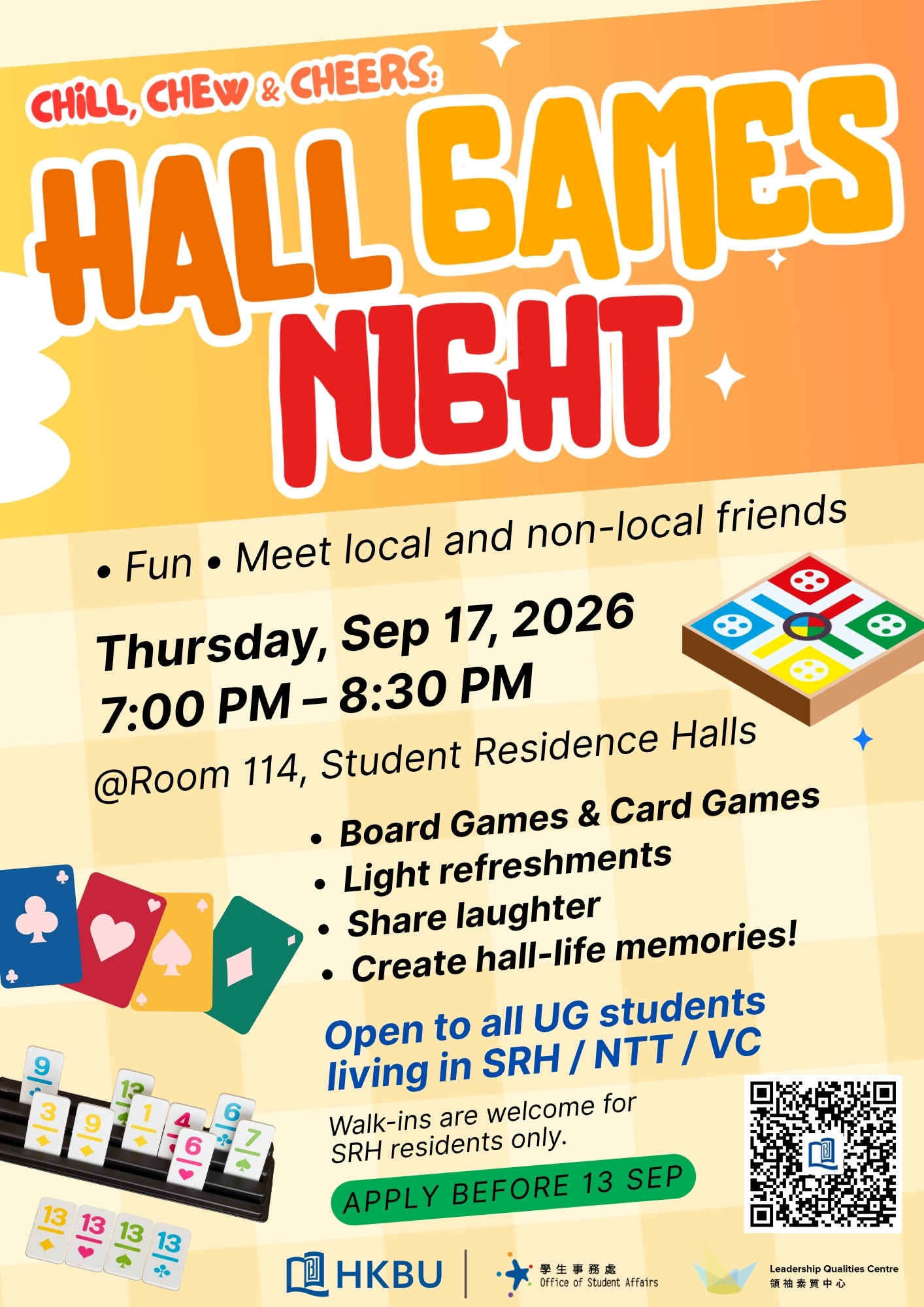 Chill Chew Cheers - Hall Games Night(17 Sep)