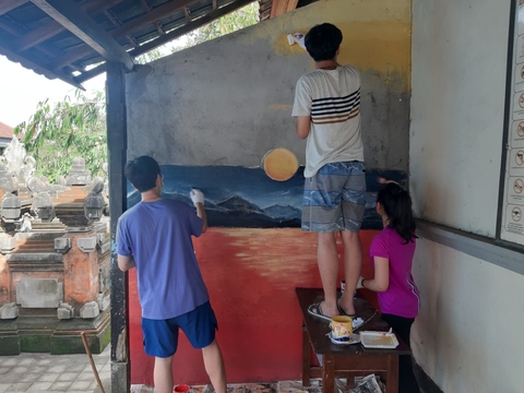 Service Trip in Bali - painting wall