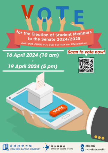 VOTE for the Election of Student Members to the Senate 2024/2025 (UG – BUS, COMM, SCA, SCE, SCI, SCM and RPg Election)